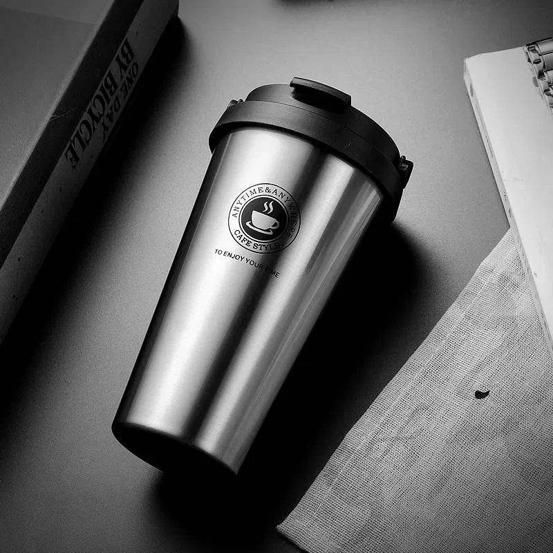 500ML Coffee Mug Creative 304 Stainless Steel Travel Mug Double Wall Vacuum Insulated Tumbler Wide Mouth Tea Cup with Lid